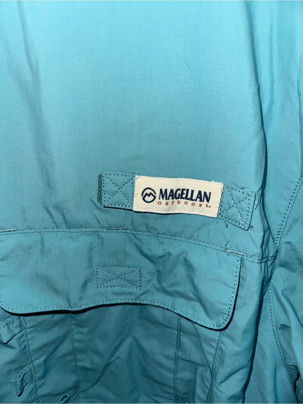 Magellan Outdoors Men's Button-Down Short Sleeve Shirt - Aqua - Picture 2 of 4